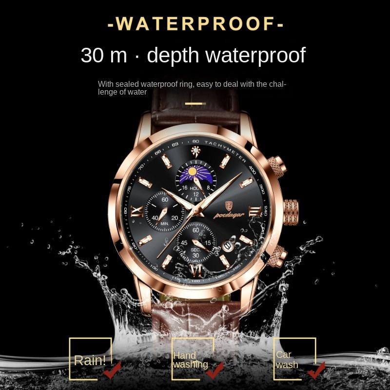 New Top Brand Men's Watch Multi-function Chronograph Quartz Waterproof Luminous Watch