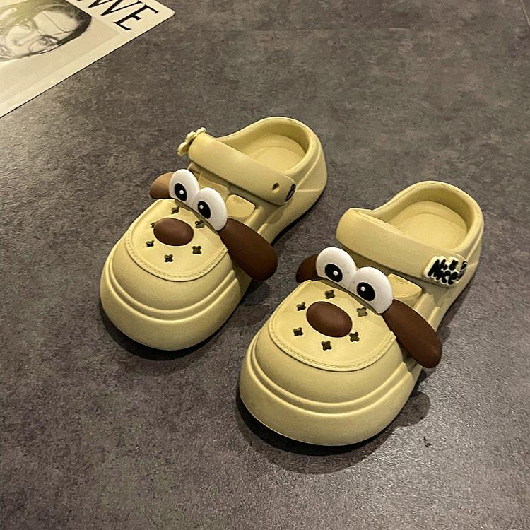 Fashion Cute DIY Cartoon Dog Fashion Clogs For Women Summer Platform Sandals Thick Sole Female Leisure Garden Shoes Home Street Slippers