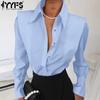 Women's Fashion Casual Spring Autumn Solid Color Print Long Sleeve POLO Neck Blouses & Shirts