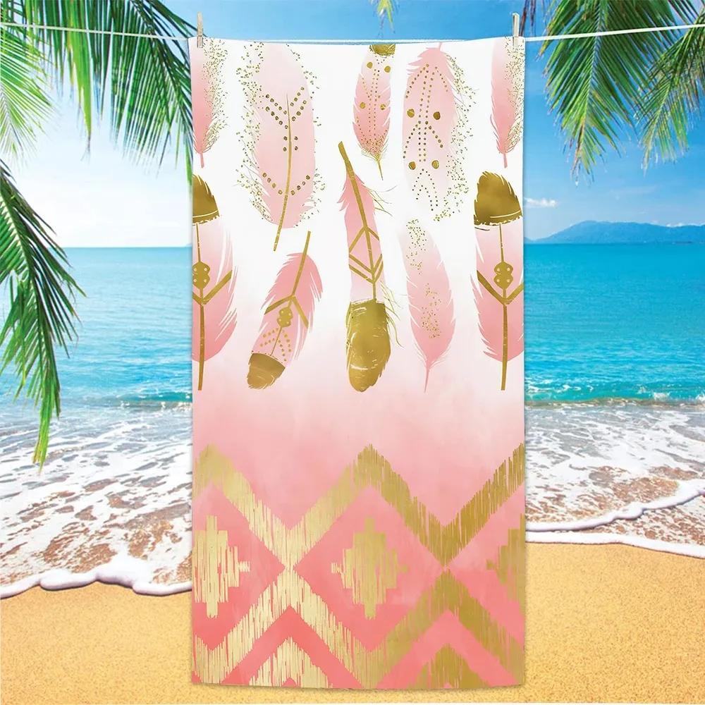 Summer Boho Beach Towel Women Men Microfiber Quick Dry Bath Towels One Side Printed Beach Cover Sand Free Portable Travel Towel