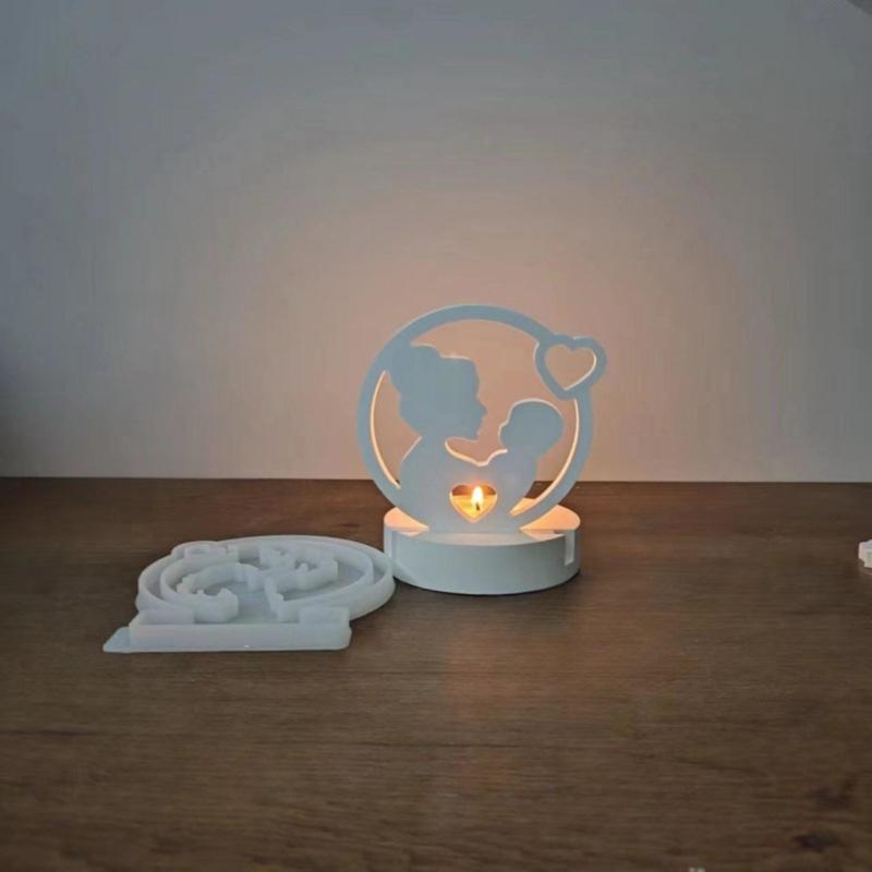 Mother Day Theme Resin Molds with Base, Mother Day Candle Holder Molds for DIY Craft Mother Day Gift Home Decorations