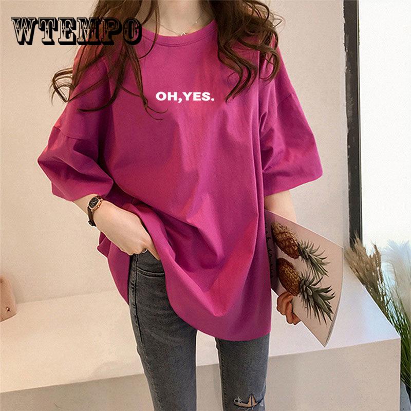 

WTEMPO T Shirt Women Letter Print T-shirt Casual Tops Tees Ladies Fashion T-shirts Camisetas