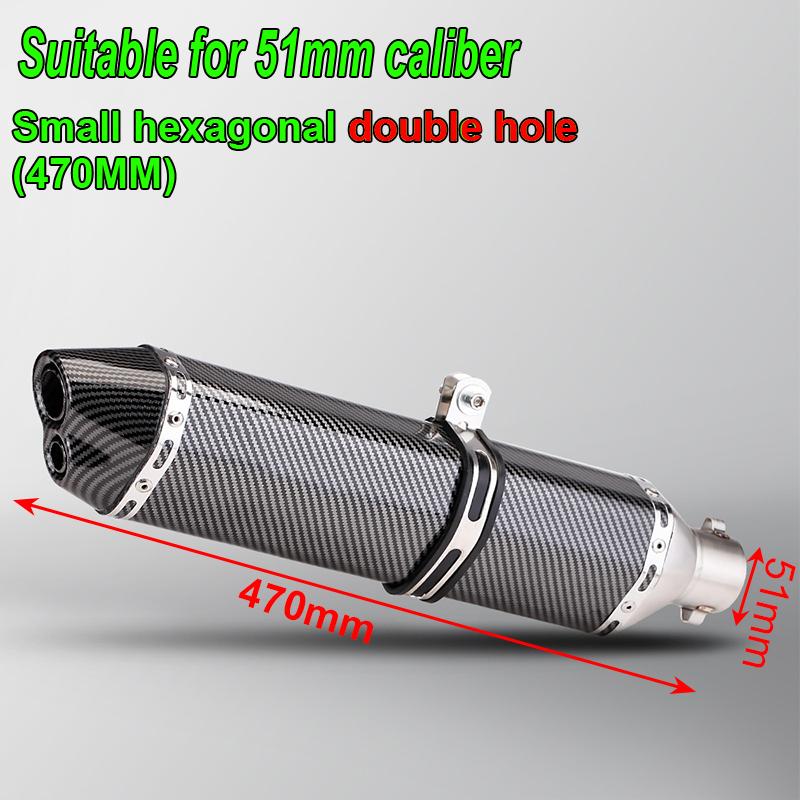 HQ Universal 51mm Motorcycle Exhaust Pipe Length 300/370/470mm Stainless Steel ninja400 R3 Z900 S1000RR MT-07 pcx160 duke390 R1