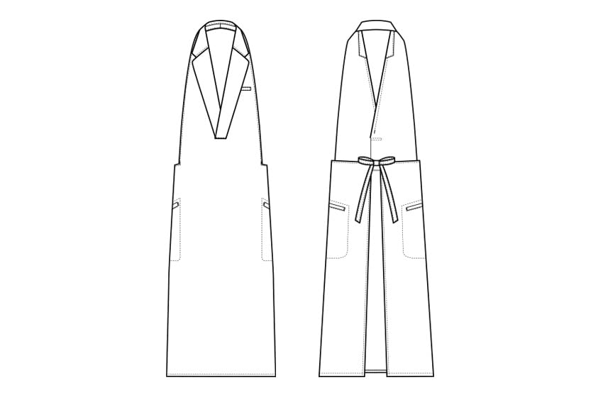 Seven Uniform CT2360-9 Tailored Collar Chest Apron, Black, Size L