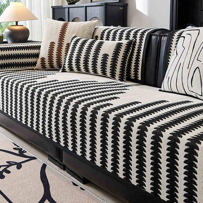 Chenille Sofa Mat Pet-Friendly All-Season Fit for 1-4 Seater Sofas, Anti-Slip Wear-Resistant Cover with Plush Warmth for Living Room
