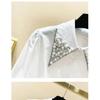 Luxury Embroidered Flares Diamonds Doll Collar Women Spring New Loose Lapel Collar Long Sleeved Solid Color Comfortable Shirt