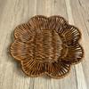 Handwoven Rattan Flower Shaped Storage Basket, Boho Wicker Fruit & Vegetable Tray for Kitchen, Decorative Organizer Basket