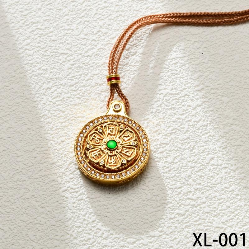 

Ancient method sand gold enamel inlaid with diamonds eight treasures rotating compass fashion pendant chain necklace national trend style easiest for Lucky charm pendant