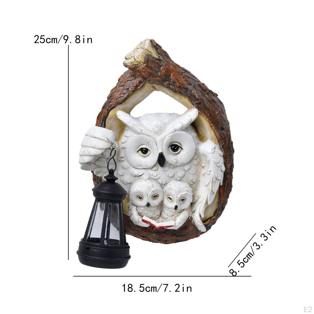 Garden Owl Tree Hugger Resin Sculpture with Solar Outdoor Light Modern Landscape Lamp Gift Crafts