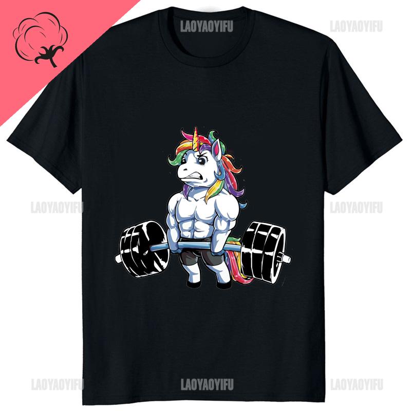 GYM Muscle Training Crossfit Rainbow Horse Tshirt Zombie Deadlift Weightlifting Halloween Fitnes Man Clothes Bodybuilding Tees