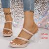 Fashion Women's Concise Super High Heel Sandals  Women Transparent Square Heel Round Toe PVC Slippers Summer Plus Size Platform Slides