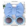2Pcs Kids Sunglasses Headband Set Baby Unglasses Elastic Nylon Headband Bohemia Beach Seaside Sun Glasses Kids Bow Headwear