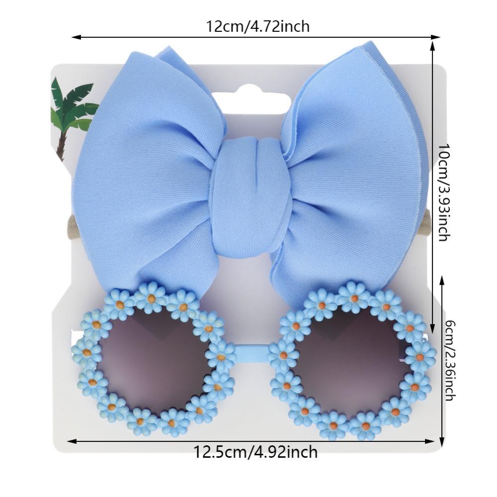 2Pcs Kids Sunglasses Headband Set Baby Unglasses Elastic Nylon Headband Bohemia Beach Seaside Sun Glasses Kids Bow Headwear