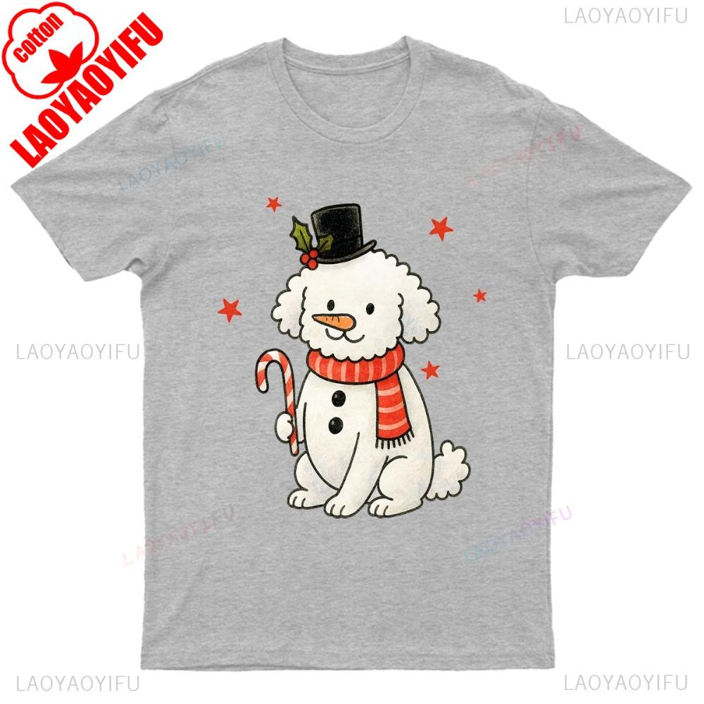 Christmas Dog Holiday Poodle TShirt Gift Seasonal Funny Pet Paw A Cute Xmas Dog Print Men Tshirt Christmas Gift Dog Lover Tops