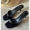2025 Women's Summer New Square Toe Simple Solid Color Slippers Outdoor Open Toe Casual Banquet Party Women's Sandals