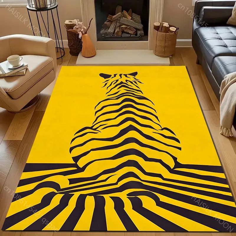 3D Unique Tiger Stripe Art Print Carpet Living Room Bedroom Bedside Sofa Floor Mat Home Non-slip Decor Area Rugs Wonderful Gift