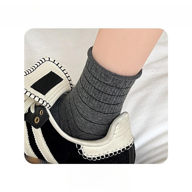 

Женские осенние новые винтажные хлопковые пинстрайп носки-гольфы с подвернутым краем 1 pair серый