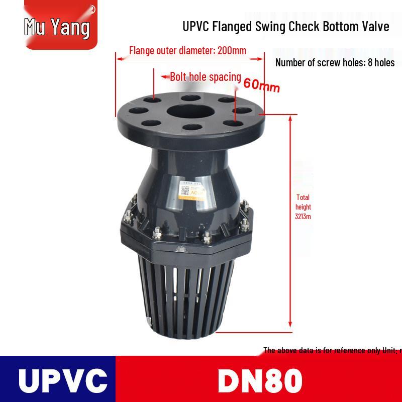 UPVC Flanged Bottom Valve: Tilting Disc, High Flow Swing Check, Adhesive, Chemical Resistant
