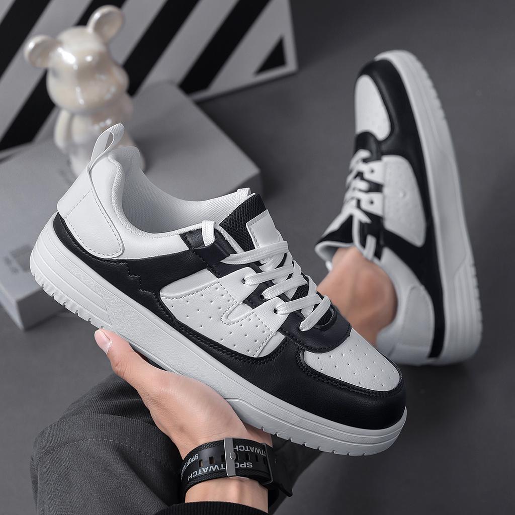 PU Leather Casual Sports Shoes Unisex Running Sneakers Fashion Board Shoes Walking Shoes Lightweight Non-slip