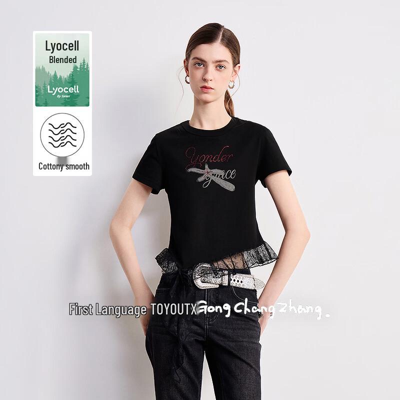 Chuyu Women s Lace Print Slim-Fit T-Shirt
