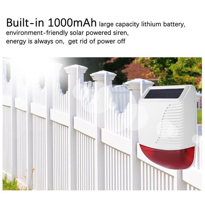 433MHz High Decibel Outdoor Solar-Powered Audible & Visual Alarm Waterproof Strobe For Smart Home Security Burglar Alarm System