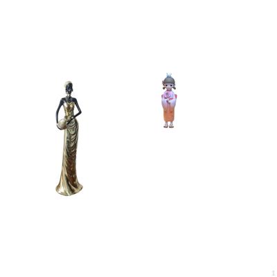 Vintage Tribal Lady Figurine Sculpture with Japanese Kimono Geisha Doll Art for Home Decor And