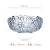 Vintage Engraving Transparent Glass Salad Bowl Golden Edge Dessert Fruit Oatmeal Bowl Kitchen Soup Noodle Bowl Relief Craft