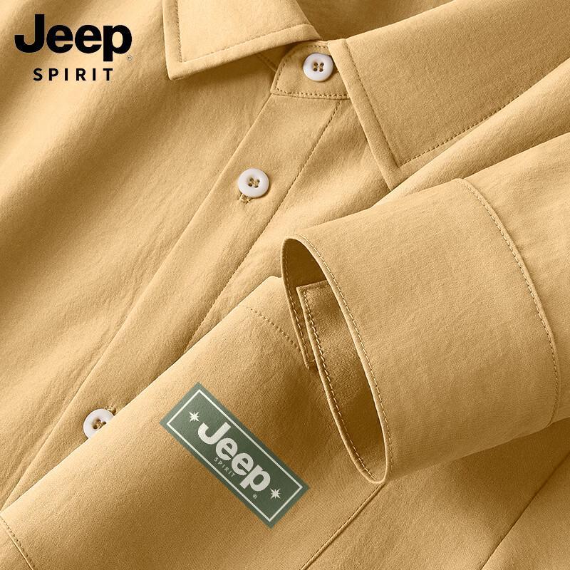 Jeep Spirit Men s Long Sleeve Ice Silk Casual Shirt 3XL