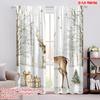 2pcs 2D Flat Printing Christmas Scene Curtain Elk2 Polyester Fabric Without Electricity Family Party Use for Indoor Celebrations
