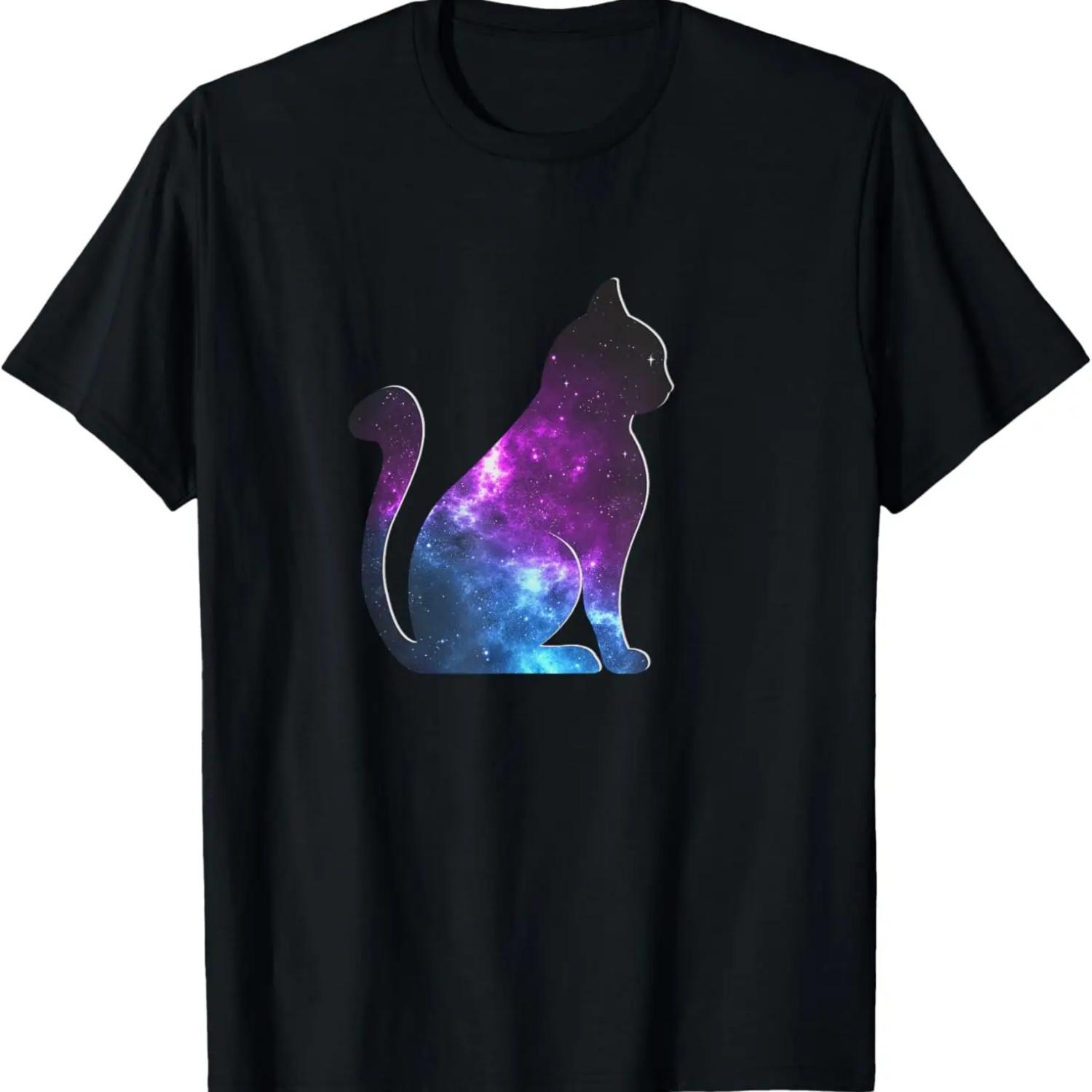 Galaxy Cat Shirt Space Cat Lover T-Shirt Gift T-Shirt S