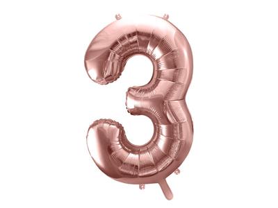 Balon Foliowy Cyfra "3" Różowe Złoto 86 Cm
