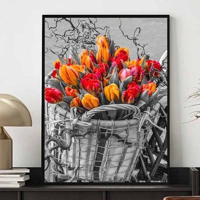 New Arrival 5D DIY Full Circle Diamond Painting "Flower Basket" Embroidery Cross Stitch Home Decor Gift