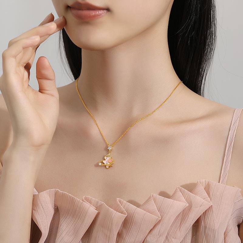 Tichia Original Rainbow Unicorn S925 Sterling Silver Enamel Necklace for Women - Sweet and Exquisite Clavicle Chain.