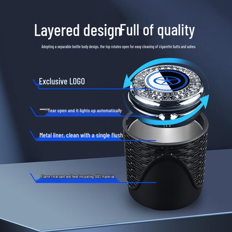 Flame-Retardant Metal Ashtray with Lid for JAC Refine and Yue A60/M5 Models