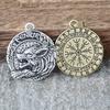 Viking Fenrir Wolf Norse Mythology Vegvisir Runes Protection Amulet Male Pendant Necklace Gothic Accessories