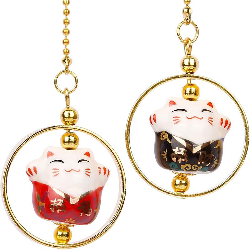 Car Pendant Lucky Cat Car Rearview Mirror Decoration Ceramics Alloy Hanging Ornaments Gift Auto Mirror Accessories for Girls