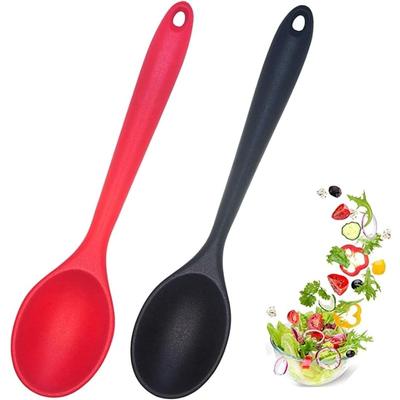 Lebensmittelechter Silikonlöffel, langstieliger Küchen-Silikonlöffel, Suppenlöffel, hochtemperaturbeständig, zum Kochen, Rührlöffel