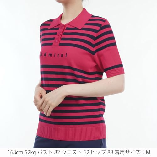 Admiral Golf Women's Classic Striped Knit Half Sleeve Polo Shirt ADLA451, Rose Pink