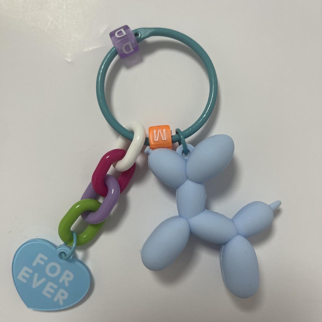 Balloon Dog Car Key Chain Pendant Internet Celebrity Love Accessories Bag Hanging Decoration Girl's Small Gift