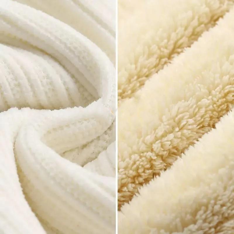 Women's Fall/Winter Straight-Leg Casual Thickened Fleece-Lined Pants Solid-Color Warm Wide-Leg Pants