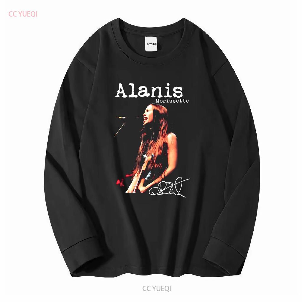 Alanis Morissette Tour Firma Cotone Nero Maglietta vintage Lavata Leggermente Casual alla Moda uomo grafica Comoda