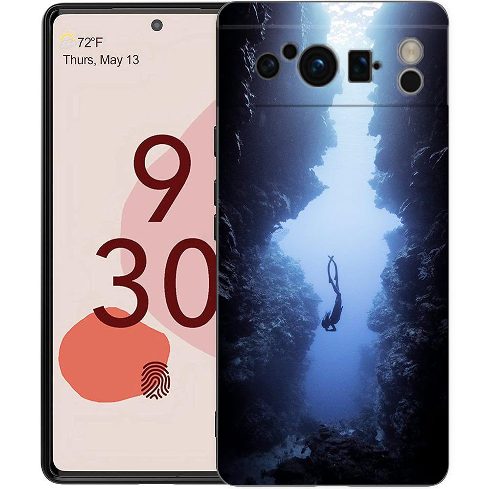 Diver Diving Phone Case For Google Pixel 9 8 9A 8A 7 7A 6 Pro XL 6A 5G Black Soft Back Luxury TPU Cover