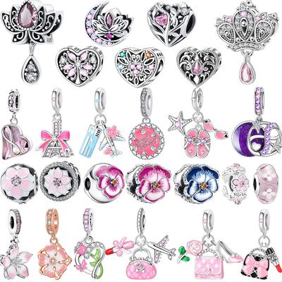 Nuovo Charm Pendente Rosa Rame Fiore di Ciliegio Farfalla Cuore Fiore Rosa Uccello Perline Per Collana Braccialetto Fai da Te Gioielli Preziosi