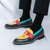 Mocassini Casual da Uomo in Pelle - Design Retro Color Block con Nappine