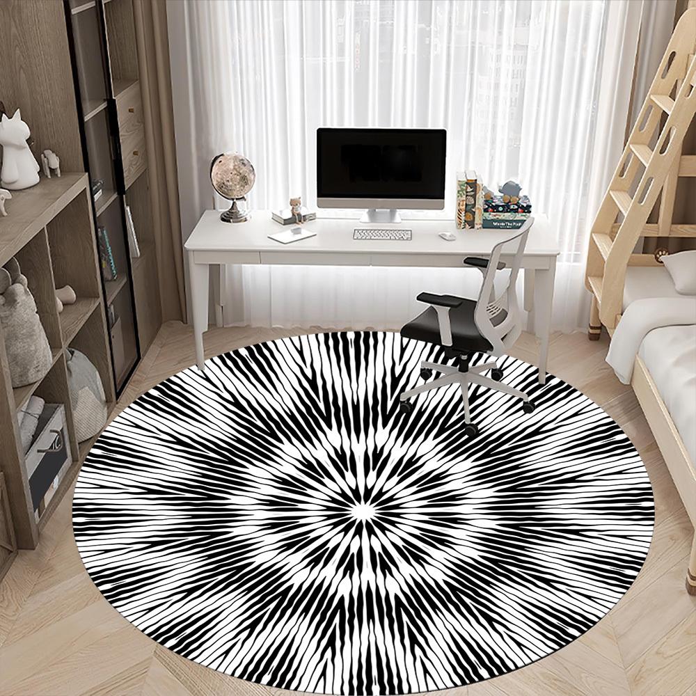 1PC Circular Pattern Chair Carpet for Office Non-Slip, Lightweight, Machine Washable Rug for Office, Sleeping, Room - Holiday Decoryy251009069