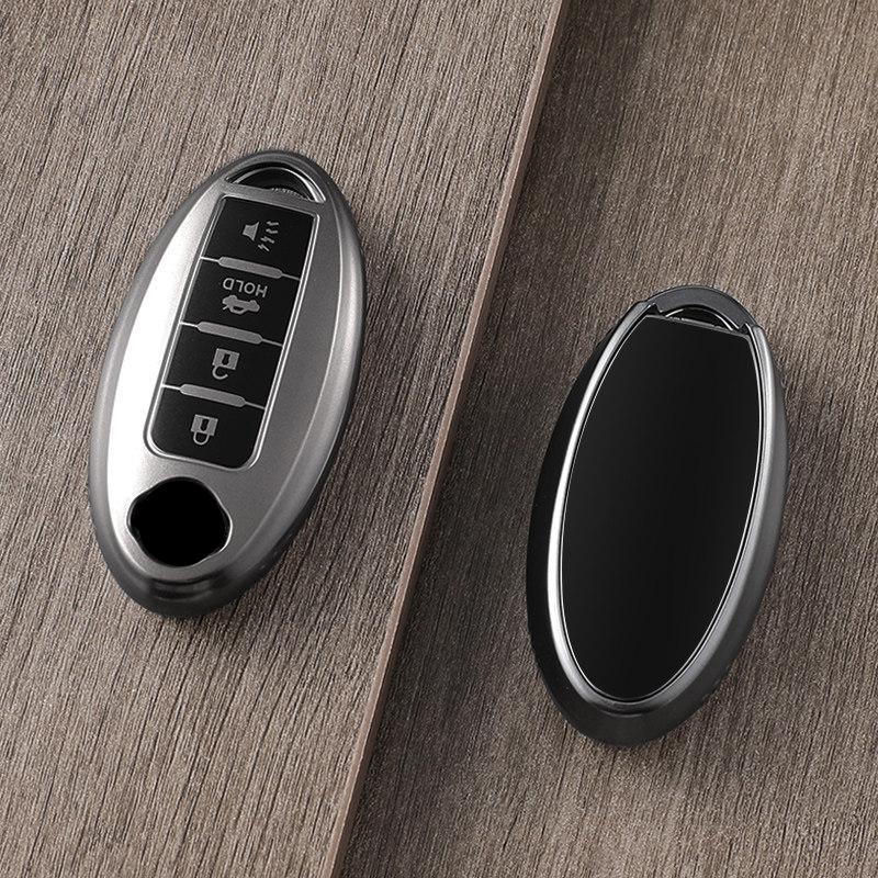 Crystal Tpu Key Case For Nissan Leaf Micra Qashqai J11 J10 X Trail T32 Versa Note 4 Button Smart Remote Car Key Cover Keychain