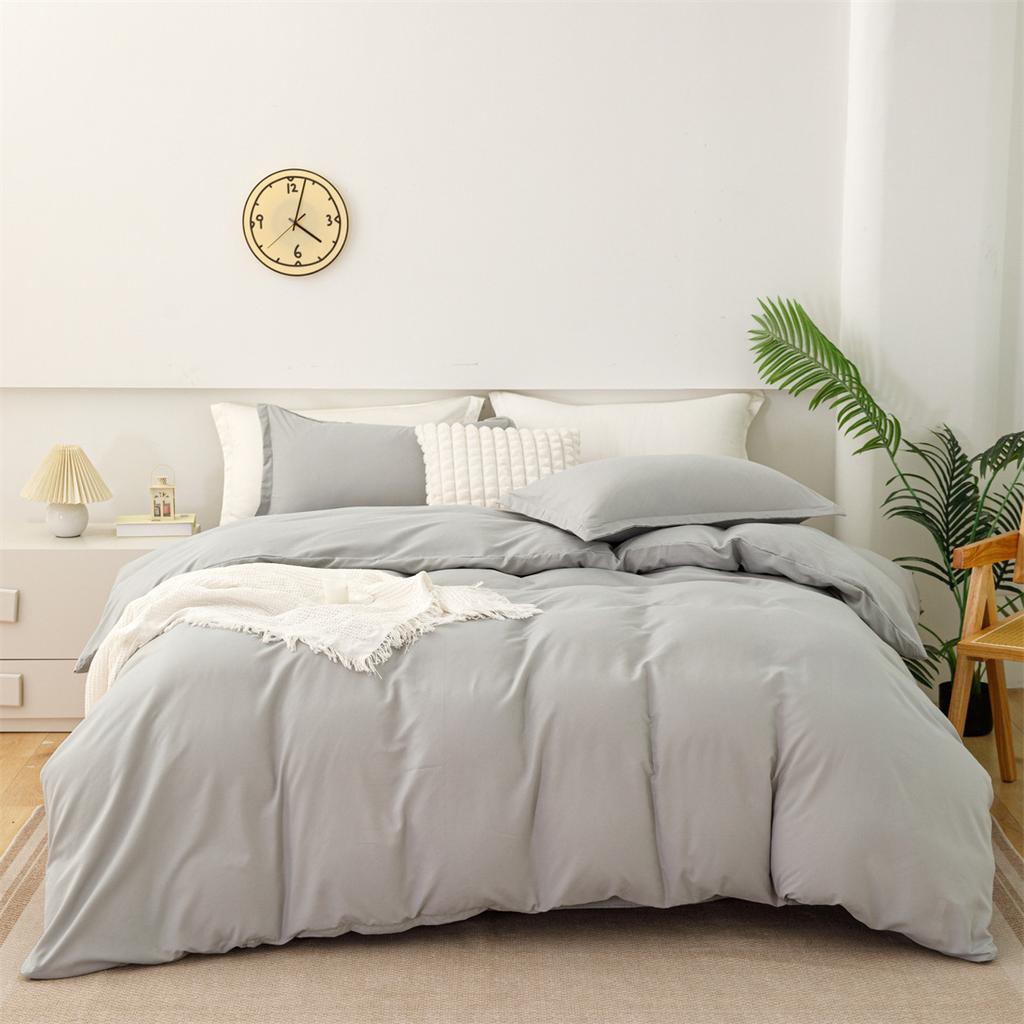Husă de pilota Queen Size - Set de husă de pilota Queen prespălată moale, Husă de pilota cu închidere cu fermoar și cearceaf plat și tapete de pernă