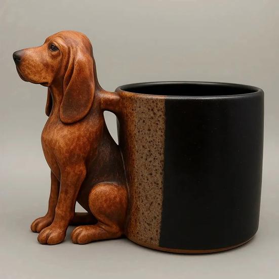 Dachshund Coffee Mug Handcrafted Bulldog Mug Funny Resin Animal Mug Personalized Gift for Dog Lovers