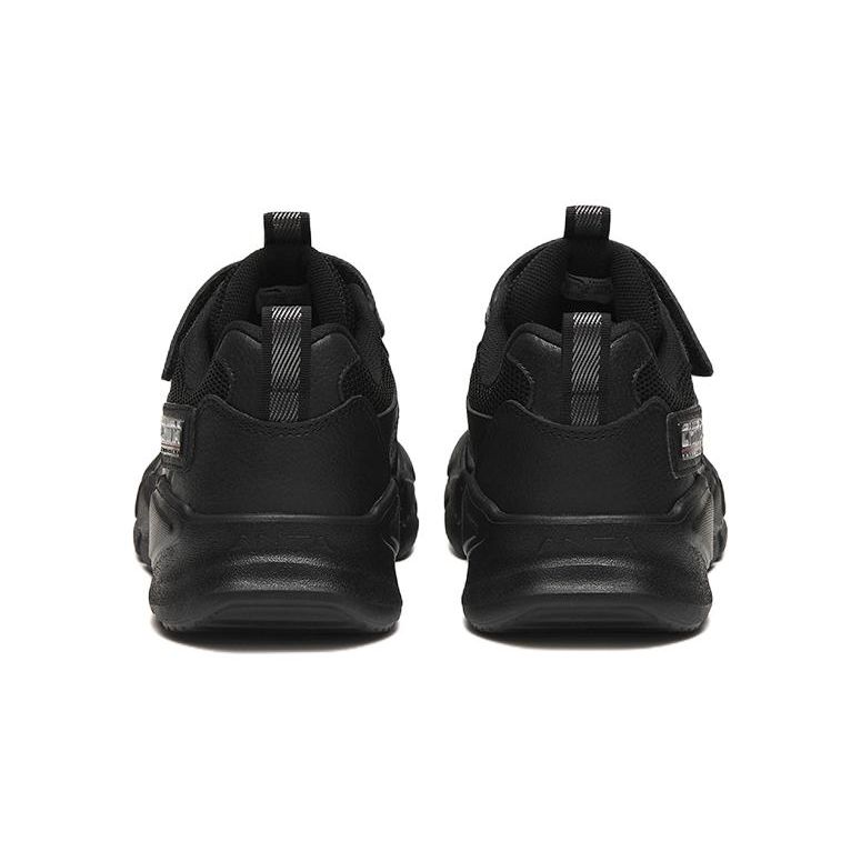 Anta Youth Leather Soft Candy Shock Absorption Non-Slip Wear-Resistant Low-Top Running Shoes Kids sneaker Black 312245596N-5