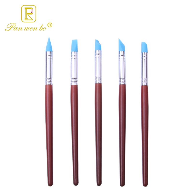 5-Piece Polymer Clay and Sculpture Tool Set - Silicone Art and Painting Materials with Wooden Stick and Pen